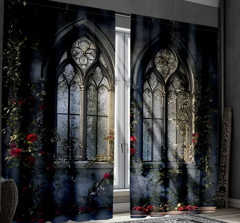 dekoracje halloweenowe- tiulowe zasłony